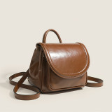 Brown Daily Simplicity Solid Patchwork Bags