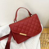 Red Daily Plaid Rhombic Patchwork Zipper Bags