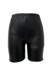 Pantalones cortos de color sólido convencionales de cintura media ajustados de retazos lisos callejeros negro