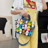 White Daily Animal Patchwork Fold Zipper Bags