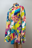 Многоцветные уличные платья с цветными блоками в стиле пэчворк с отложным воротником и пряжкой трапециевидной формы Платья больших размеров