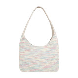 Pink Cute Simplicity Solid Contrast Weave Bags