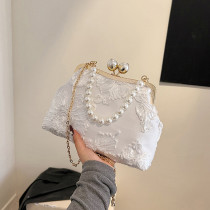 Кремово-белые винтажные элегантные сумки с жемчугом и цветами