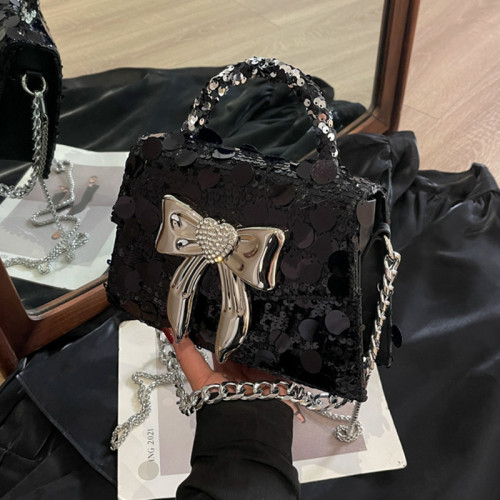 Celebridades negras Lentejuelas sólidas elegantes con bolsos con lazo