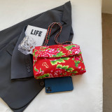 Черные богемные винтажные контрастные сумки с цветочным принтом