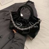 Black Daily Solid Patchwork Bags