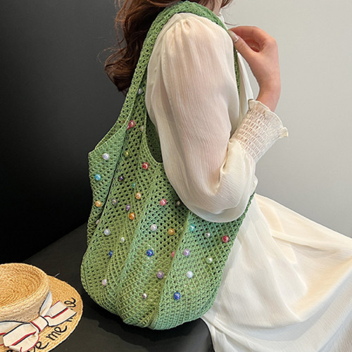 Bolsas de tejido de perlas de patchwork diario verde