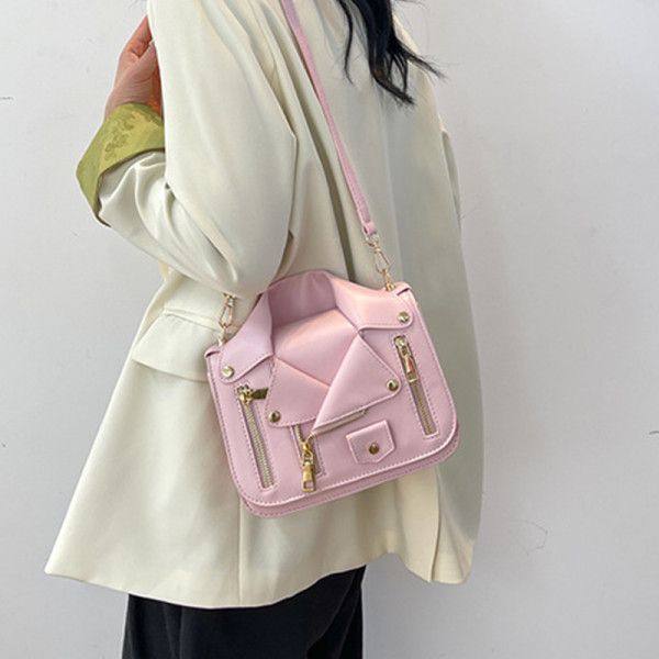 Light Pink Daily Patchwork Zipper Bags
