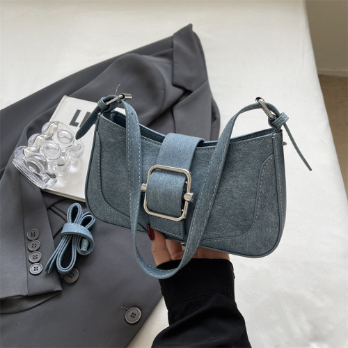 Bolsas con cremallera decorativas, accesorios de metal sólido, simplicidad informal, azul profundo
