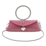 Rose Red Elegant Formal Solid Chains Pearl Rhinestone Bags