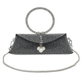 Bolsos de diamantes de imitación de perlas con cadenas sólidas formales elegantes negros