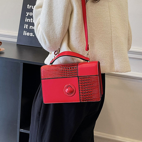Red Celebrities Elegant Color Block Contrast Bags