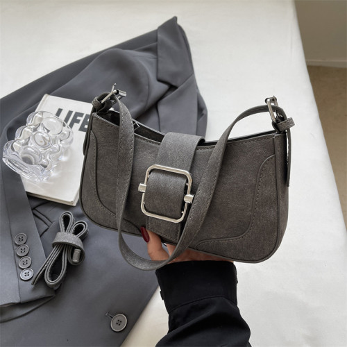 ダークグレーカジュアルシンプルソリッドメタルアクセサリー装飾ジッパーバッグ