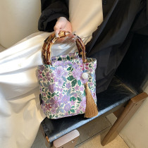 Пурпурные лоскутные сумки с повседневным принтом