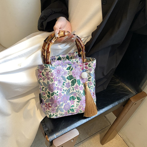 Пурпурные лоскутные сумки с повседневным принтом