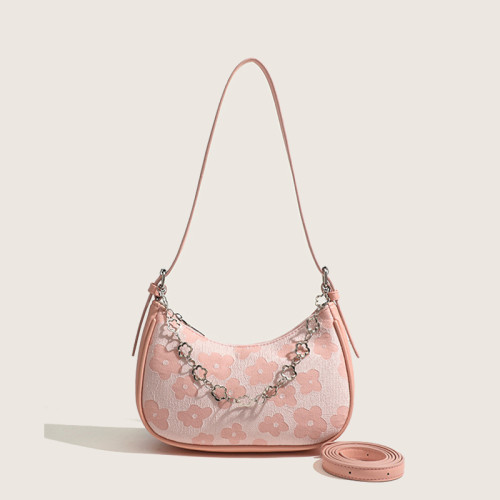 ピンクの甘いかわいい花チェーン バッグ