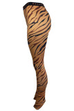 Patrón de tigre Calle Animal Estampado Patchwork Flaco Cintura alta Lápiz Pantalones con estampado completo