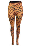 Pantaloni skinny a vita alta con stampa animalier da strada con motivo tigre. Pantaloni con stampa completa