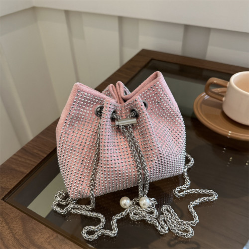 Pink Celebrities Elegant Solid Pearl Rhinestone Bags