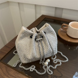 Black Celebrities Elegant Solid Pearl Rhinestone Bags