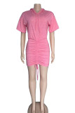 Pink Street – robes jupe enveloppée à col à capuche et cordon de serrage, couleur unie, Patchwork