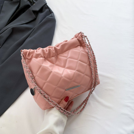 Roze dagelijkse eenvoud ruitvormige tassen met trekkoordkettingen