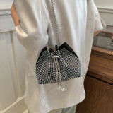 Grey Celebrities Elegant Solid Pearl Rhinestone Bags