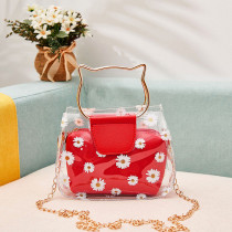Red Daily Flowers Patchwork Bags
