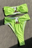 Fruit Green Sexy Solid Backless Swimwears (With Paddings)