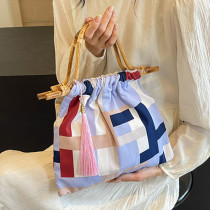 Blauwe casual dagelijkse opvouwbare tassen met kleurblokken en patchwork