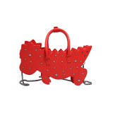 Red Sportswear Animal Patchwork Zipper Bags