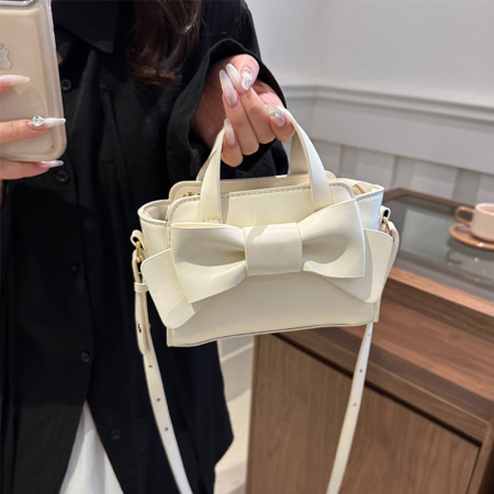 White Daily Solid Patchwork With Bow Zipper Bags