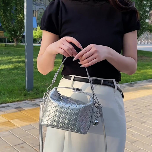 Серебряные повседневные сумки на молнии с геометрическим рисунком в стиле пэчворк