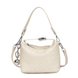 Cream White Daily Geometric Patchwork Zipper Bags