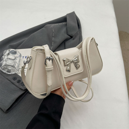 Solido semplicità quotidiana bianco crema con borse con fiocco