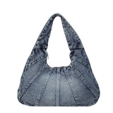 Dark Blue Daily Solid Patchwork Zipper Bags