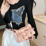 Black Daily Solid Bandage Patchwork Draw String Bags