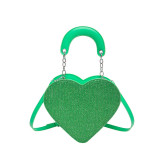Green Daily Heart Shaped Patchwork Zipper Bags