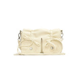 White Daily Solid Bandage Patchwork Draw String Bags