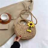 White Bohemian Vacation Solid Weave Flowers Bags
