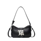 Black Daily Vintage Solid Metal Accessories Decoration Bags