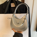 White Sweet Daily Solid Pearl Bags