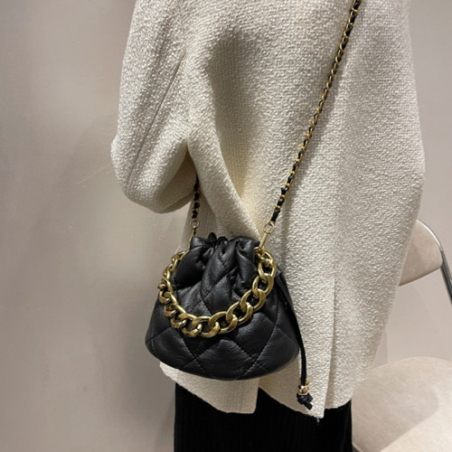 Bolsos plegables de decoración de accesorios de metal sólido simplicidad vintage negro
