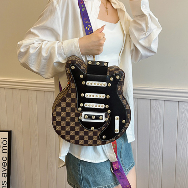 Light Coffee Daily Plaid Patchwork Zipper Bags