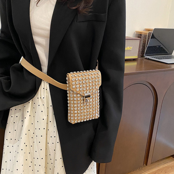 Brown Daily Patchwork Rhinestone Bags