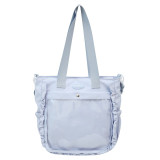 Blue Daily Solid Patchwork Fold Bags