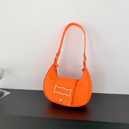 Оранжево-красные фетровые сумки с однотонной текстурой на каждый день