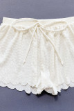 White Sportswear Solid Patchwork Draw String 3 Piece Sets(With Paddings)