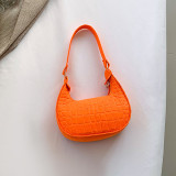 Orange Red Daily Simplicity Solid Texture Felt Bags