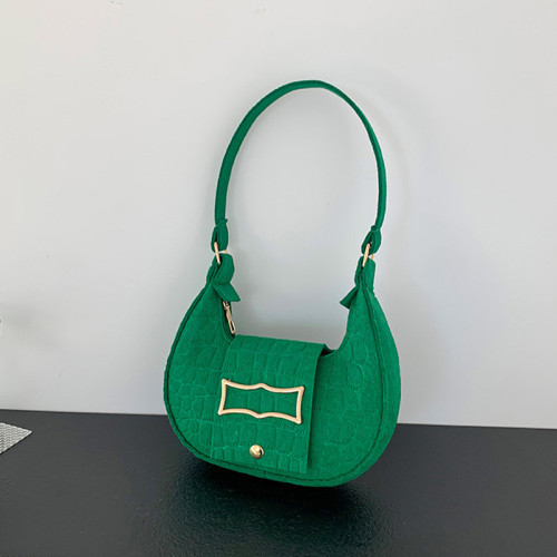 Зеленые фетровые сумки с однотонной текстурой на каждый день и простотой